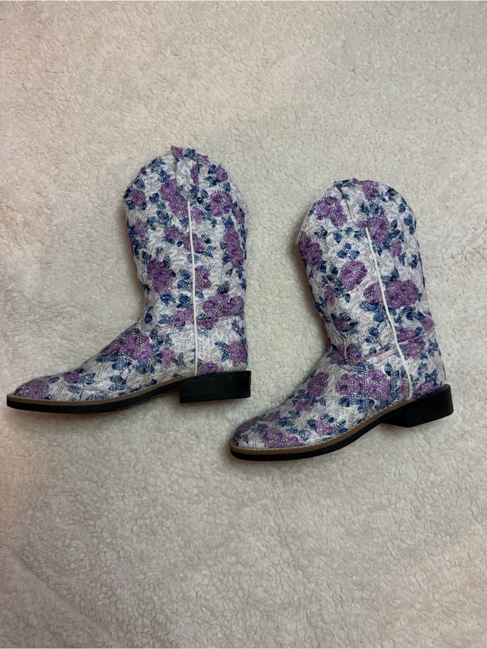 Old West Floral Lavender & Blue Ankle Booties